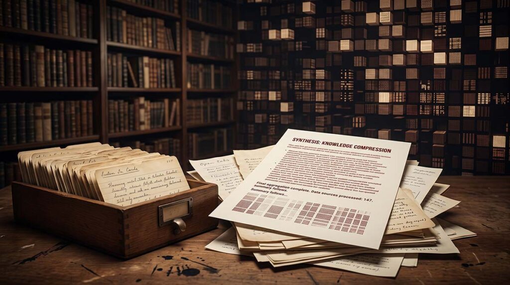 Editorial image of library research materials compressed into one authoritative summary page.
