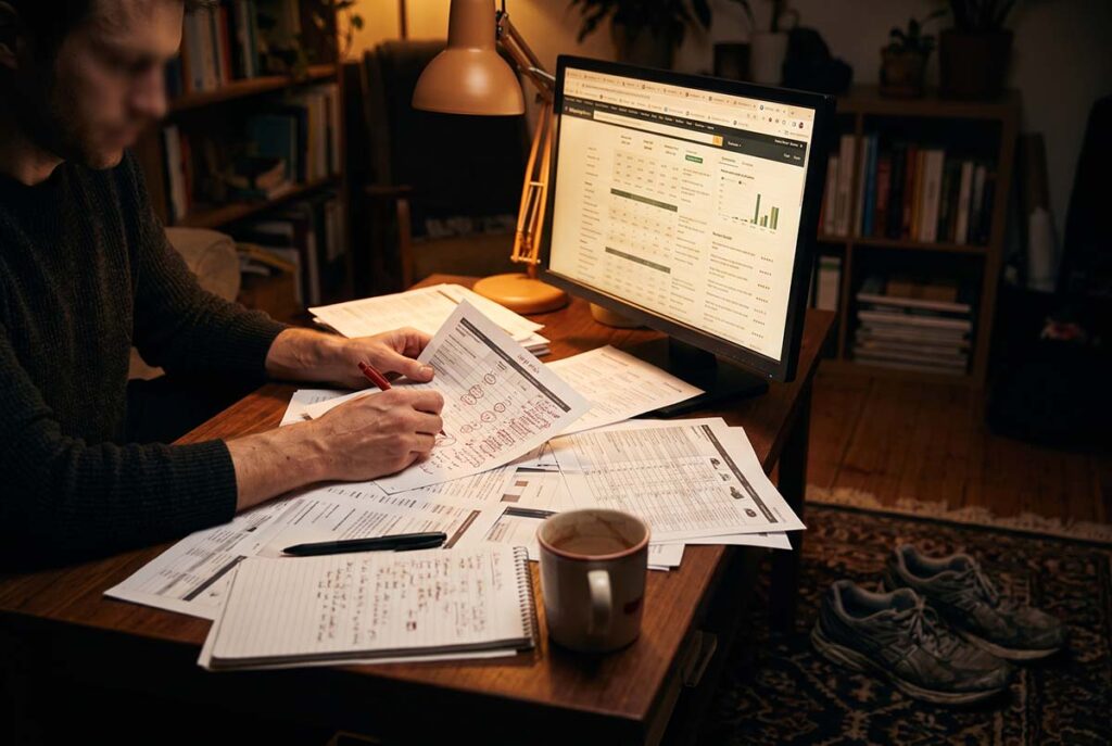 Hands comparing products at a desk, illustrating how buyer friction generated first-party data and brand insight