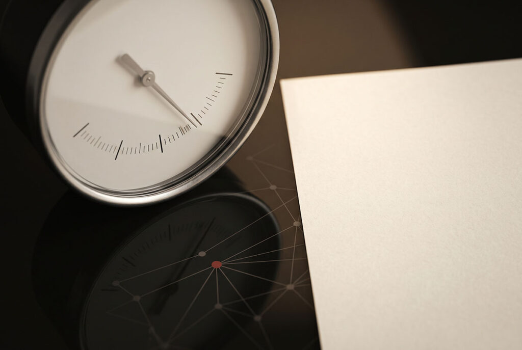 An analog gauge at a threshold beside an illuminated document, suggesting an AI confidence score.