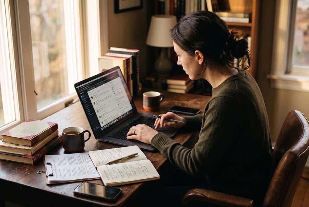 Buyer researching peer communities instead of relying on a corporate sales message