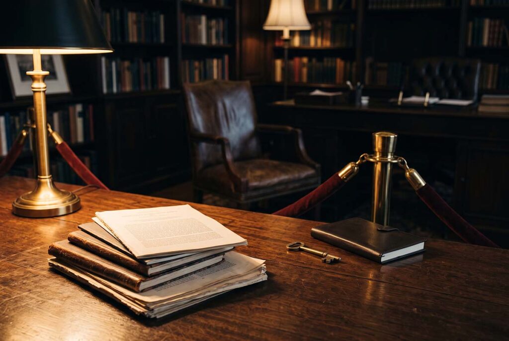 Visible ideas sit in warm light while access to the advisor remains physically restricted