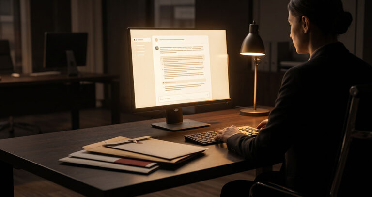 Buyer completes an AI vendor shortlist while unopened proposals remain outside the light.