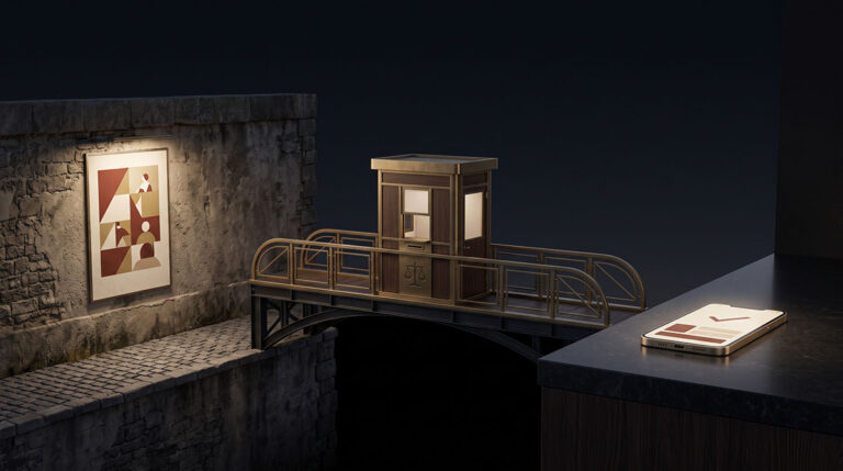 a bridge between a printed advertisement and a glowing digital action screen